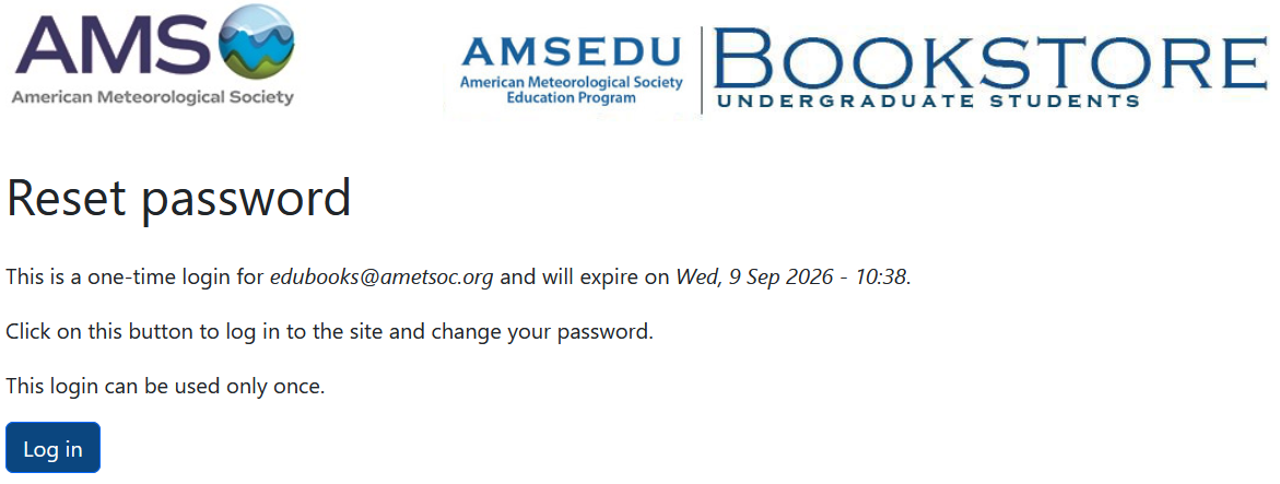 Password reset landing page with further information and instructions